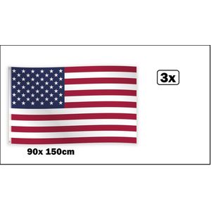 3x Vlag USA 90cm x 150cm - Landen festival thema feest fun verjaardag Amerika U.S.
