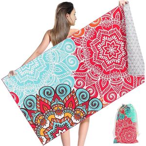 Strandlaken, 180 x 90 cm microvezel strandlaken met zak, sneldrogende sporthanddoeken, reishanddoek, saunahanddoek, draagbare badhanddoek, groot voor op reis, strand, SPA, sauna