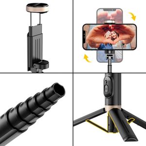 Selfie Stok Statief, uitschuifbare 3 In 1 Aluminium Selfie Stick Met Draadloze Afstandsbediening En Statief Voor Iphone En Smartphone Black