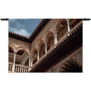 Mezo Wandkleed Koninklijk Paleis van Sevilla Rechthoek Horizontaal XXL (130 X 180 CM) - Wandkleden - Met roedes
