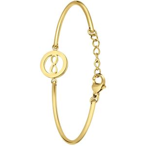 Lucardi Dames Goldplated armband met open infinity - Staal - Armband - Cadeau - 20 cm - Goudkleurig