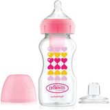 Dr. Brown’s Bottle to Sippy Starter Kit Babyfles - Brede halsfles - 270 ml - Roze