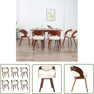 vidaXL Eetkamerstoelen Set - Eettafel Stoelen - Eetkamerstoelen 6 st gebogen hout en kunstleer crème - Kunstleder Meubels - Moderne Stoelen - Scandinavische Stoelen