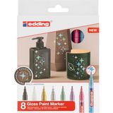 edding 751/8 S glanslakmarker feestelijke en metallic kleuren assorti set - ronde punt - 1-2 mm - set van 8 stuks