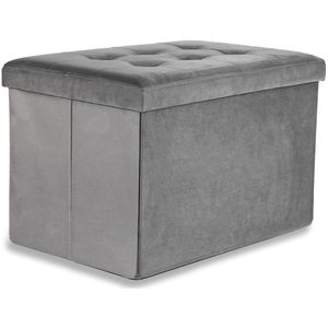 Opvouwbare poef XL met knopen - 60x38x38cm fluweelgrijs x 4