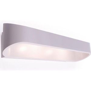 LED Wandlamp - Wandverlichting - 6W - Natuurlijk Wit 4000K - Mat Wit Aluminium - Ovaal