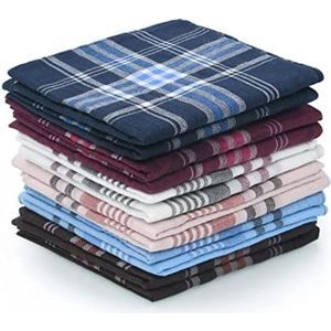 Zakdoeken voor Heren, 12 Stuks Zachte Katoenen Zakdoeken, Traditionele Herenzakdoeken Pocket Square Hankies Heren Stoffen Zakdoeken Set, Perfect als Cadeau voor Mannen (36x36 cm)