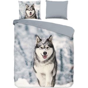 Warme Flanel Tweepersoons Dekbedovertrek Snow Huskys-s200x200/220s-sHoogwaardig En Zachts-sIdeaal Tegen De Kou