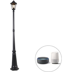 QAZQA havana - Klassieke LED Smart Lantaarn incl. wifi - 1 lichts - H 200 cm - Zwart - Buitenverlichting