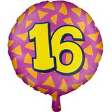 Folieballon 16 jaar - Cijfer ballon - Ballon - Ballonnen - Verjaardag - Sweet 16 - Folie - geel - paars - oranje