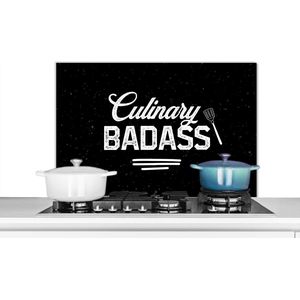 Spatscherm keuken 90x60 cm - Kookplaat achterwand Quote - Chef - Koken - Frituren - BBQ - Barbecue - Bakken - Spreuken - Muurbeschermer - Spatwand fornuis - Hoogwaardig aluminium