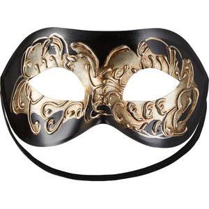 dressforfun - Venetiaans masker met versiering zwart - verkleedkleding kostuum halloween verkleden feestkleding carnavalskleding carnaval feestkledij partykleding - 303532