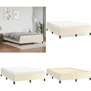 vidaXL Bedframe kunstleer crèmekleurig 140x190 cm - Bedframe - Bedframes - Bed - Slaapmeubel