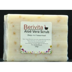 Aloë Vera Scrubzeep met Haver 120gr - Natuurlijke Scrub Zeep met Shea Butter, Aloë Vera Gel en Havermout