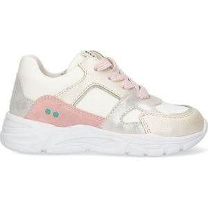 BunniesJR 224341-596 Meisjes Lage Sneakers - Zilver/Wit/Roze - Imitatieleer/Leer - Veters