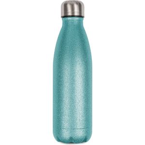 Stainless steel thermo fles 500 ml glitter blauw