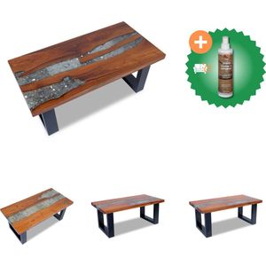 vidaXL Salontafel massief teakhout hars 100x50 cm - Tafel - Inclusief Houtreiniger en verfrisser