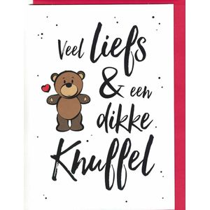 Wenskaart - Kaart - Valentijn - veel liefs & een dikke knuffel