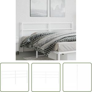 The Living Store Hoofdbord 180 cm metaal wit - Hoofdbord - Hoofd Bord - Staal Hoofdbord - Wit Hoofdbord - Hoofdkussen