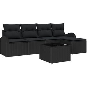 vidaXL - 6-delige - Tuin - Sofa - Set - met - Kussens - Beige - Poly - Rattan