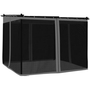 vidaXL - Prieel - met - zijwanden - van - gaas - 3x3 - m - staal - antracietkleurig