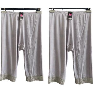 Dames 2-pack boxershort - onderbroek hoge taille lange pijpjes met kant XL grijs