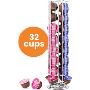 Capsulehouder Staand – Koffiecups houder – Geschikt voor Dolce Gusto – 32 Cups - RVS - Zilver