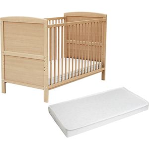 AT4 - Verstelbaar houten babybedje met ESSENTIEL matras van gelakt beukenhout