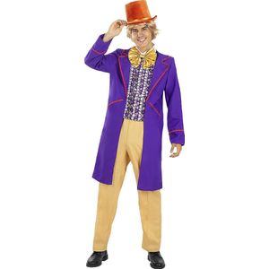 Funidelia | Willy Wonka kostuum Sjakie en de chocoladefabriek voor mannen - Oempa Loempa, Wonka, Sjakie en de Chocoladefabriek - Kostuum voor Volwassenen Accessoire verkleedkleding en rekwisieten voor Halloween, carnaval & feesten - Maat XL - Paars