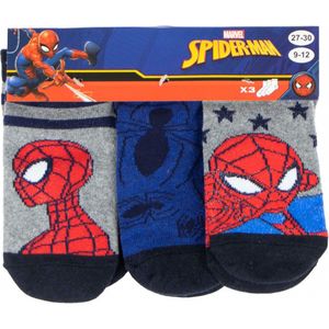 3 paar sneakersokken - Spiderman - Marvel - maat 23-26