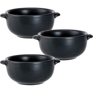 Set van 8x stuks kleine tapas/amuse soepkommetjes zwart van porselein 10 cm rond - Klein kommetje/schaaltje