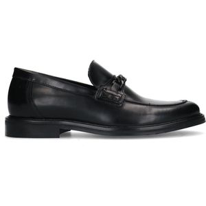 Manfield Leren Loafers met Ketting Zwart