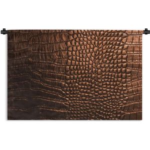 Wandkleed Leder - Het bruine leder van een krokodil Wandkleed katoen 180x120 cm - Wandtapijt met foto XXL / Groot formaat!