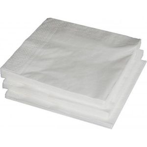 150x stuks witte servetten 33 x 33 cm - Papieren wegwerp servetjes - Wit versieringen/decoraties