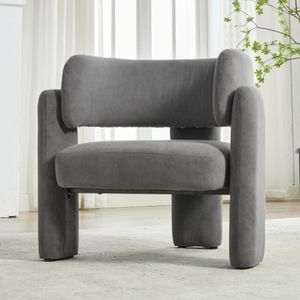 Moderne grijze lounge fauteuil, 78x52x74 cm-robust enkele stoel voor woonkamers, tot 250 lbs veerkrachtig