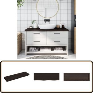 vidaXL Wastafelblad 100x30 cm Massief Hout Donkerbruin Wastafelblad - Keukenblad - Eikenhouten Wastafel - Badkamer Meubilair - Houten Wasbak