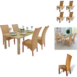 vidaXL Eetkamerstoelen Rattan Set - 47 x 50 x 97 cm - Massief mangohout - Eetkamerstoel