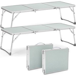 2 stuks campingtafel, inklapbaar, draagbare aluminium klaptafel, 92 x 42 cm, lichte klaptafel met handvat, 3-delige inklapbare tafel, multifunctionele tafel voor camping, picknick, barbecue,