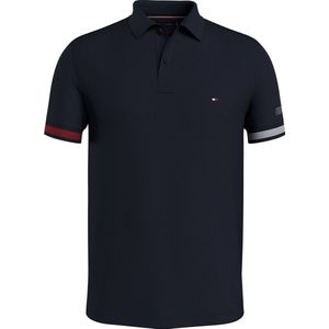 Tommy Hilfiger Flag Cuff Slim Polo - heren poloshirt - donkerblauw - Maat: L