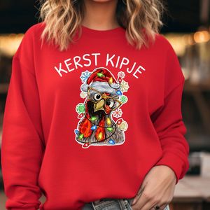 Foute kersttrui- Kerst kipje- Kerstoutfit- maat L- cadeau-kerst-feest- dames sweater rood.