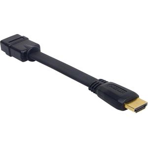 Platte vergulde HDMI mannelijk - HDMI vrouwelijk adapter kabel - 0,075 meter