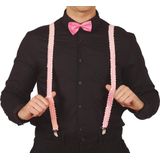 Boland party Carnaval verkleed bretels - pailletten lichtroze - heren/dames - verkleedkleding accessoires