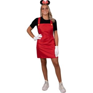 PartyXplosion - Dwerg & Kabouter Kostuum - Bekende Sprookjesmuis Minnie - Vrouw - Rood - Maat 38-40 - Carnavalskleding - Verkleedkleding