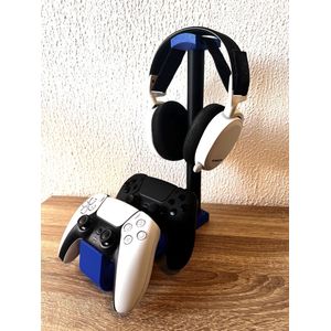Universele dubbele controller en headset bureaustandaard - Gaming stand - Blauw/Zwart