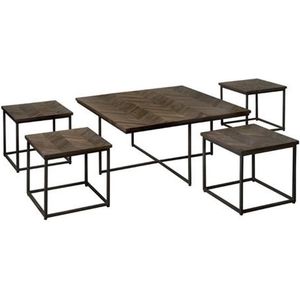 RENEW Via coffeetable set (5) - 90x90x45 40x40x38 - recl. teak wine