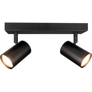Ledvion LED Plafondspot Zwart Duo - Dimbaar - 5W - 2700K - Kantelbaar