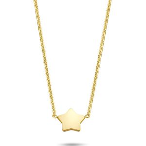 New Bling 9NB 0343 Zilveren Collier met Ster - 38 + 5 cm - Ster - Zilver - Ankerschakel - Goudkleurig