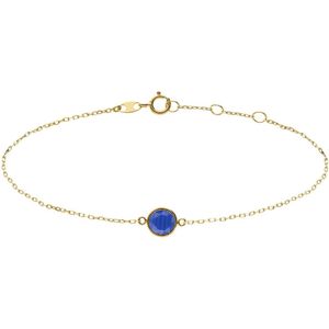 Lucardi Dames 14 karaat geelgouden armband met birthstone hanger September - Armband - 14 Karaat Goud - Goud - 18.50 cm