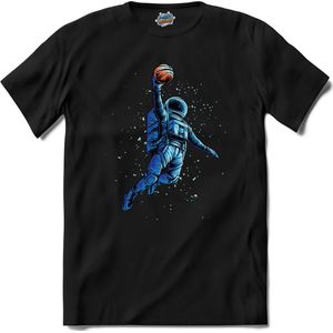 Astronaut Met Basketbal | Ruimte - Astronaut - Basketbal - T-Shirt - Unisex - Zwart - Maat XL