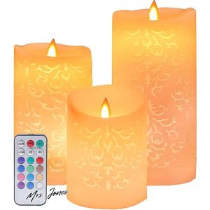 Mrs. Jones Led-kaars 3 soorten vlamloos kaarsen - echte was - afstandsbediening - hol motief - elektronisch - kunstkaars - thuis - avond - feest - bruiloft - Kerstmis .